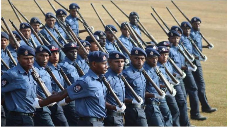 New Recruits passing out parade at Bomana Police National Center of Excellence, Port Moresby, Papua New Guinea